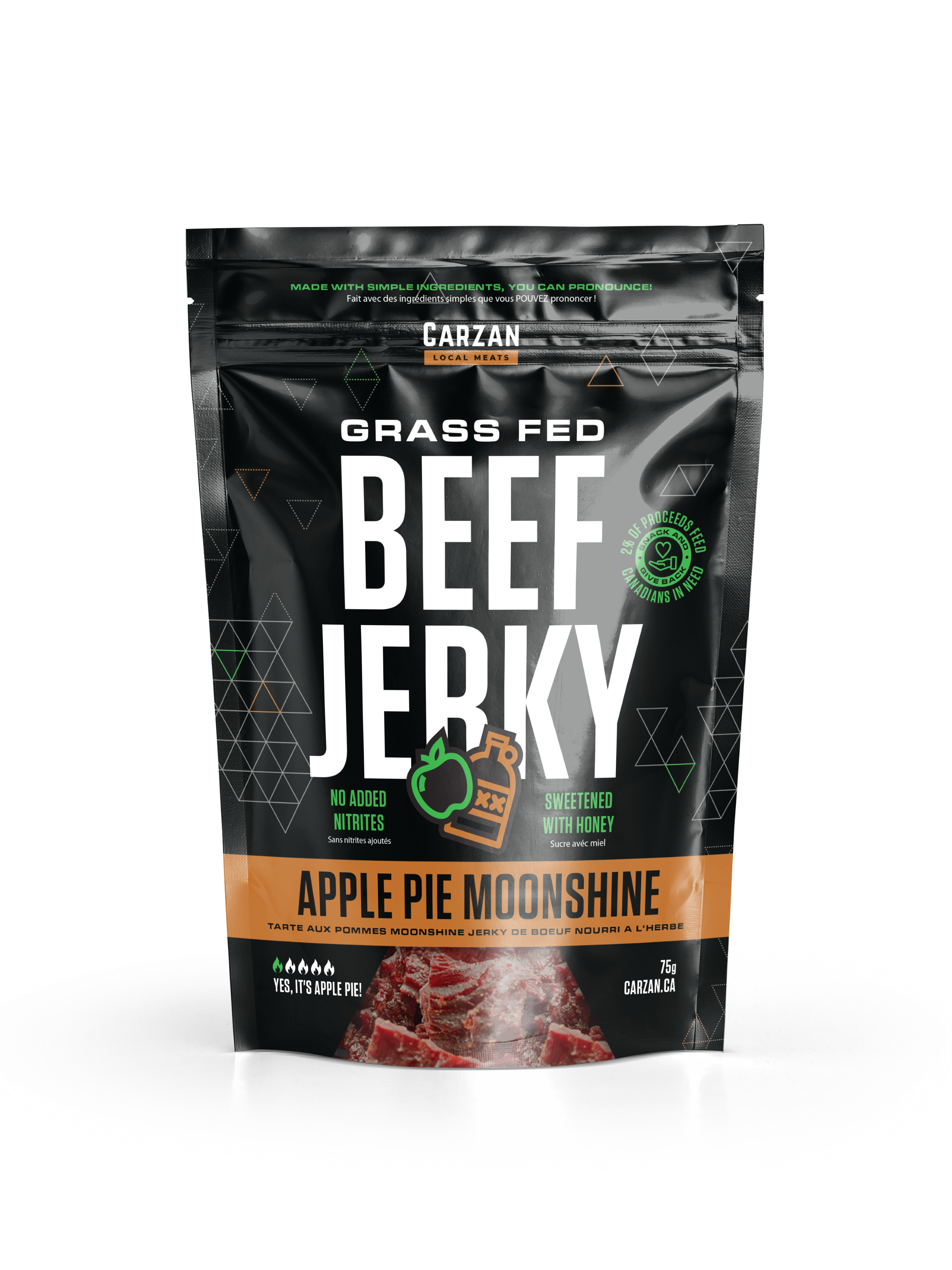 Package of Carzan Apple Pie Moonshine beef jerky
