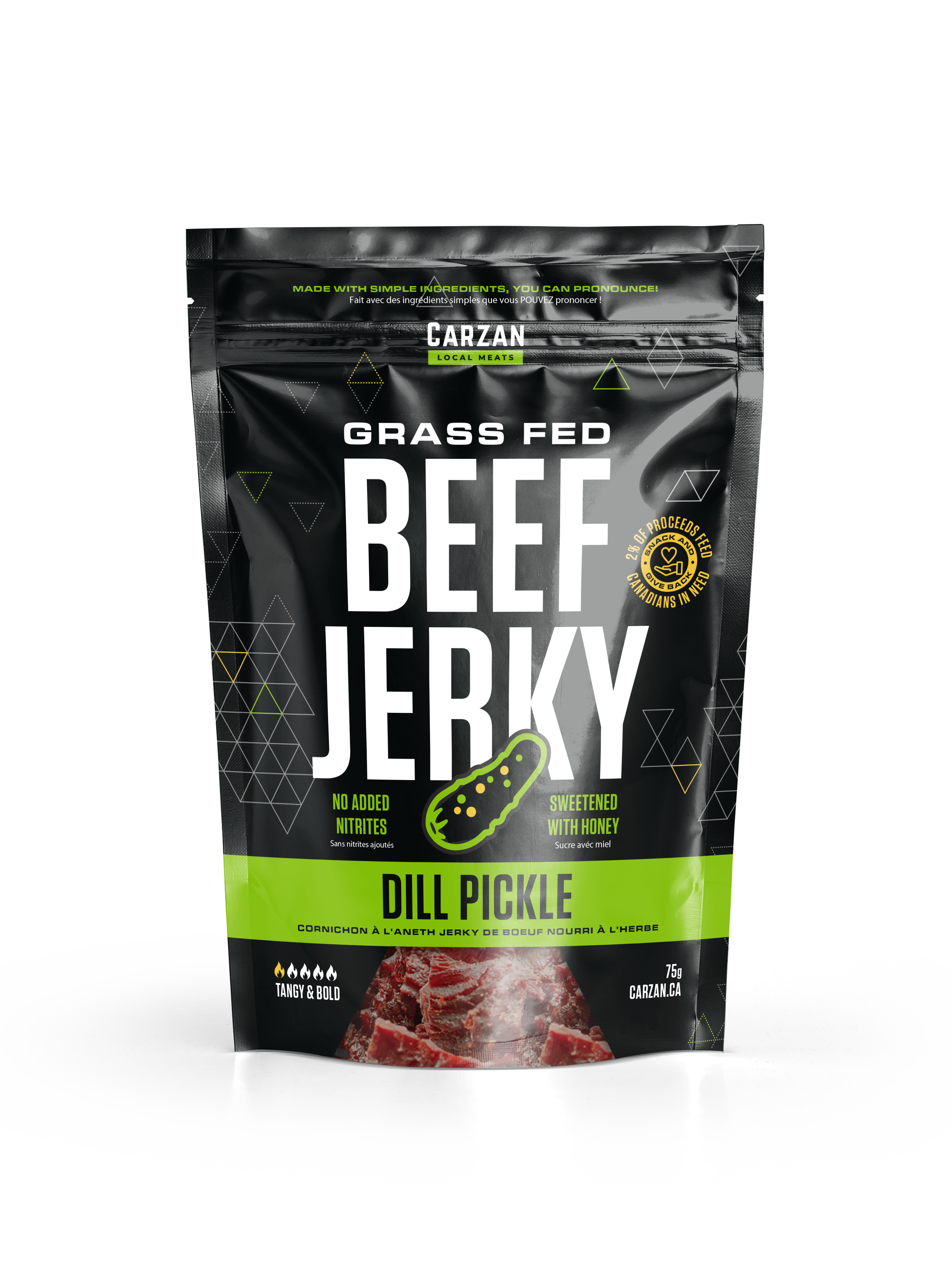 Package of Carzan Dill Pickle beef jerky
