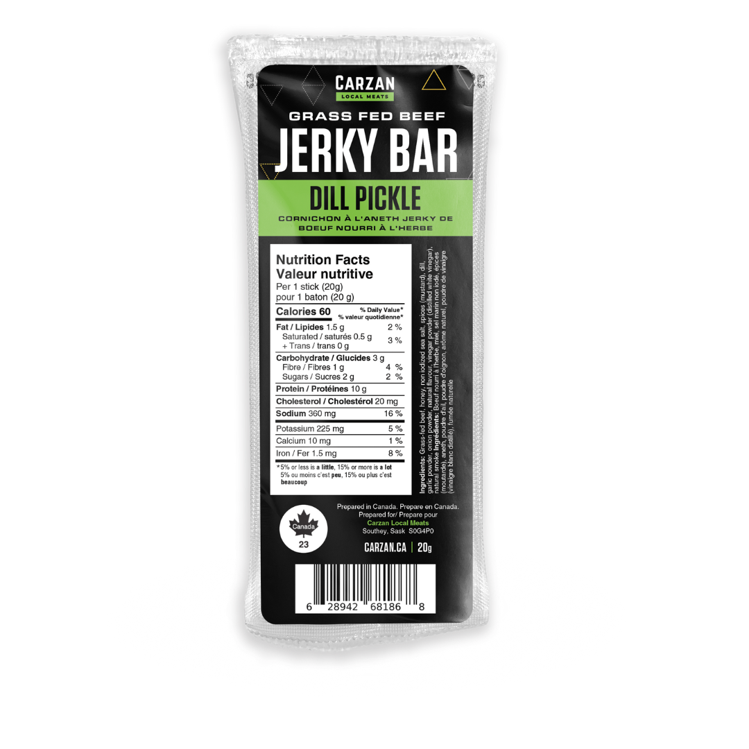 Package of Carzan Dill Pickle beef jerky bar