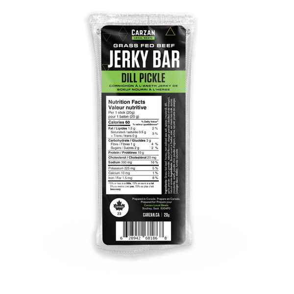 Package of Carzan Dill Pickle beef jerky bar