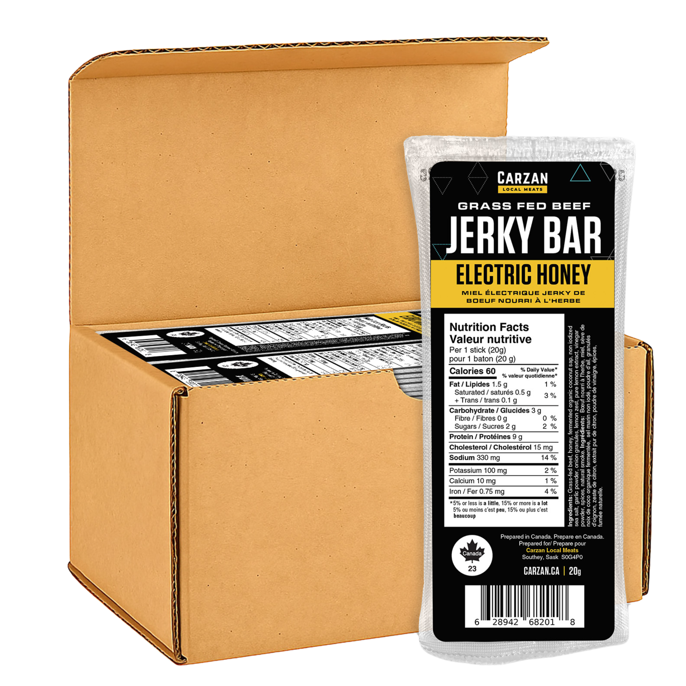 Representation of Carzan Electric Honey 24 Pack Jerky Bars