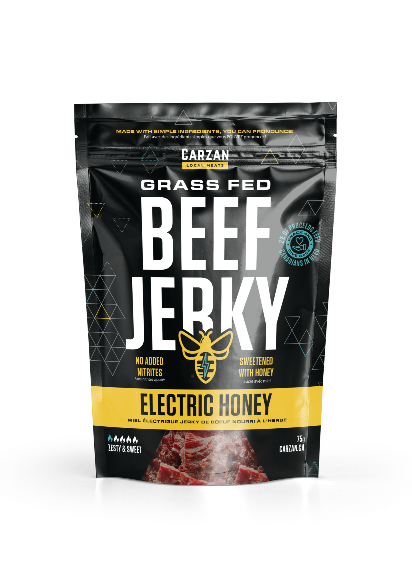 Package of Carzan Electric Honey beef jerky
