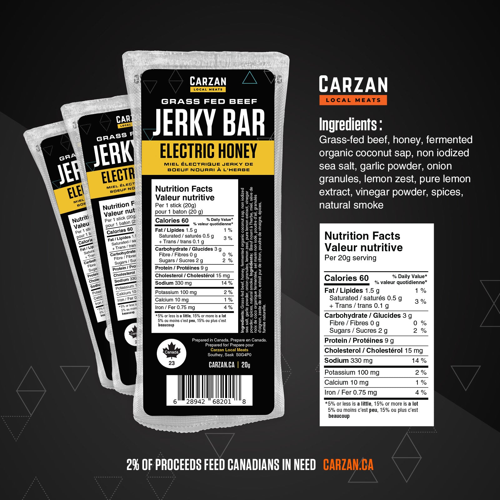 Illustrated NFT-style artwork representing Carzan Electric Honey beef jerky bars