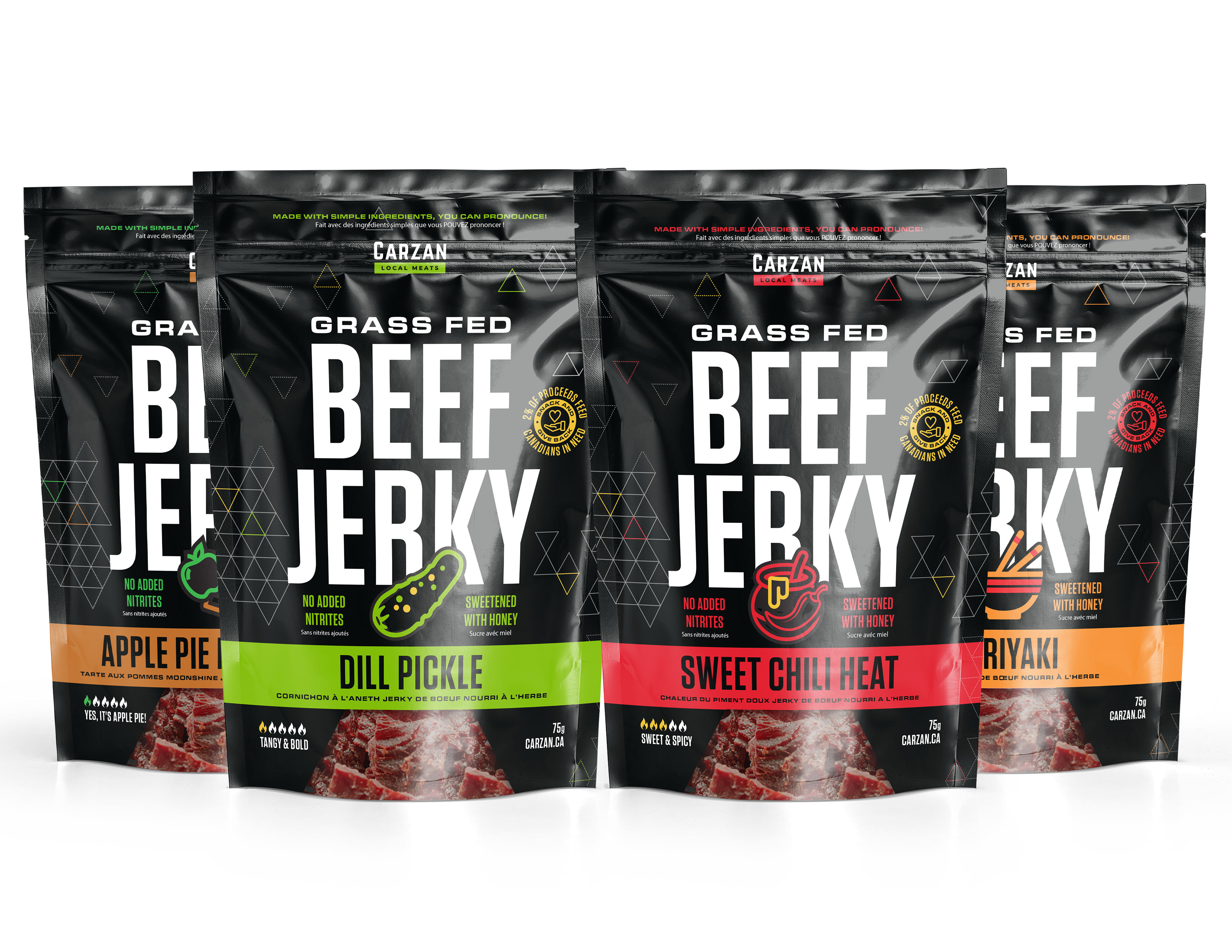 Mockup representation of Carzan Four the Trail Jerky Pack