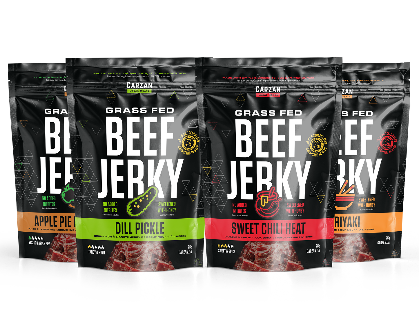 Mockup representation of Carzan Four the Trail Jerky Pack