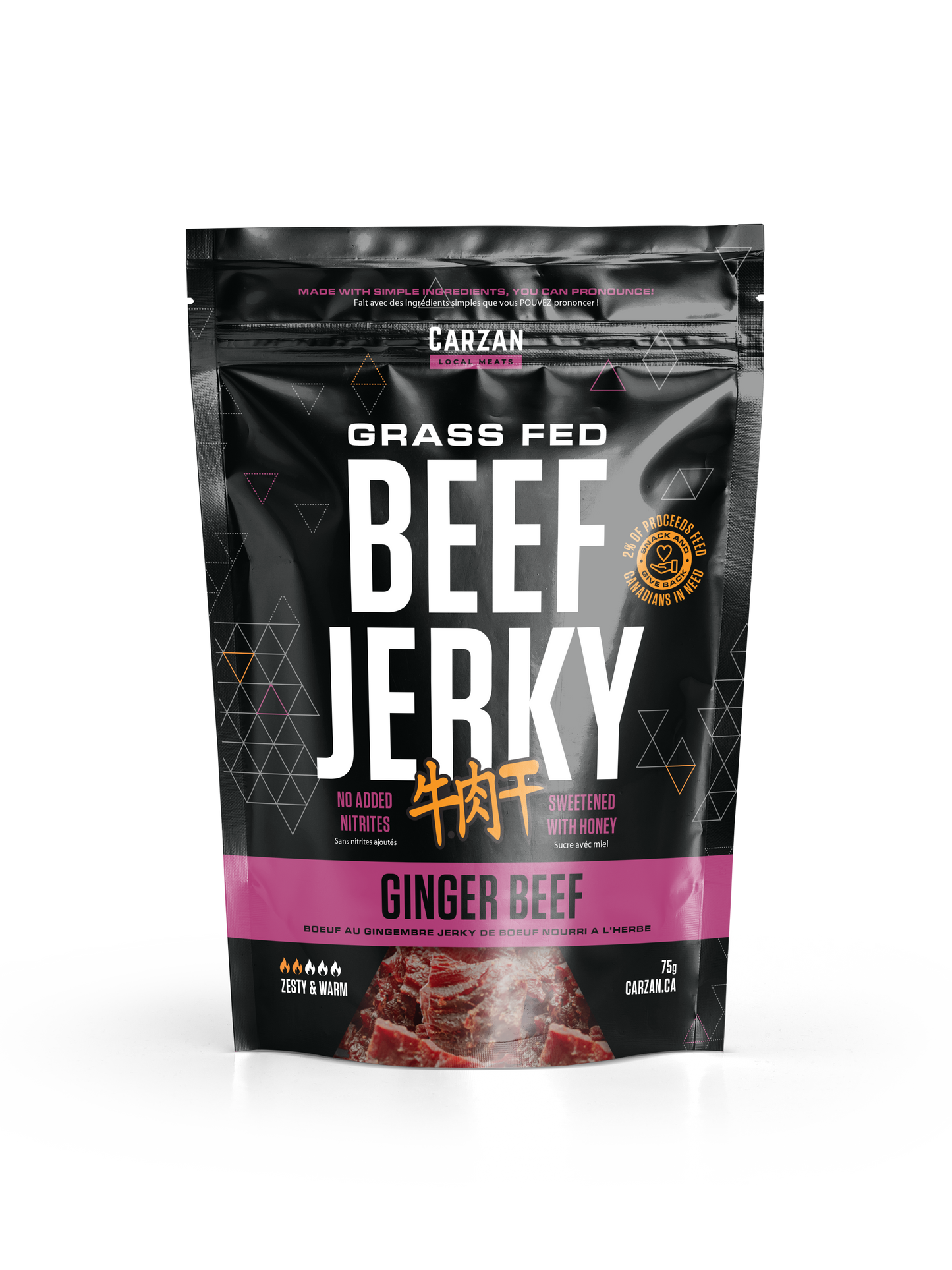 Package of Carzan Ginger Beef beef jerky