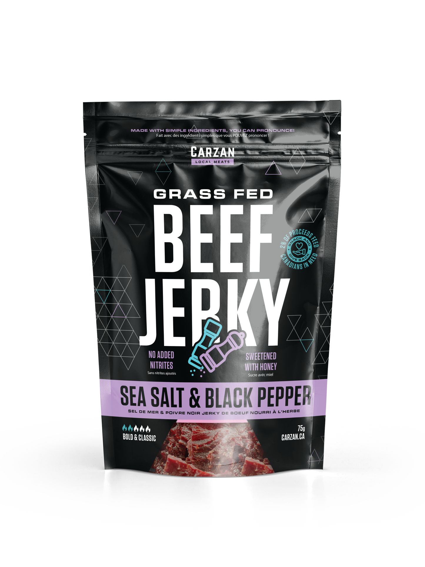 Package of Carzan Sea Salt Black Pepper beef jerky
