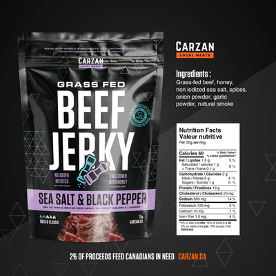 Illustrated NFT-style artwork representing Carzan Sea Salt Black Pepper beef jerky