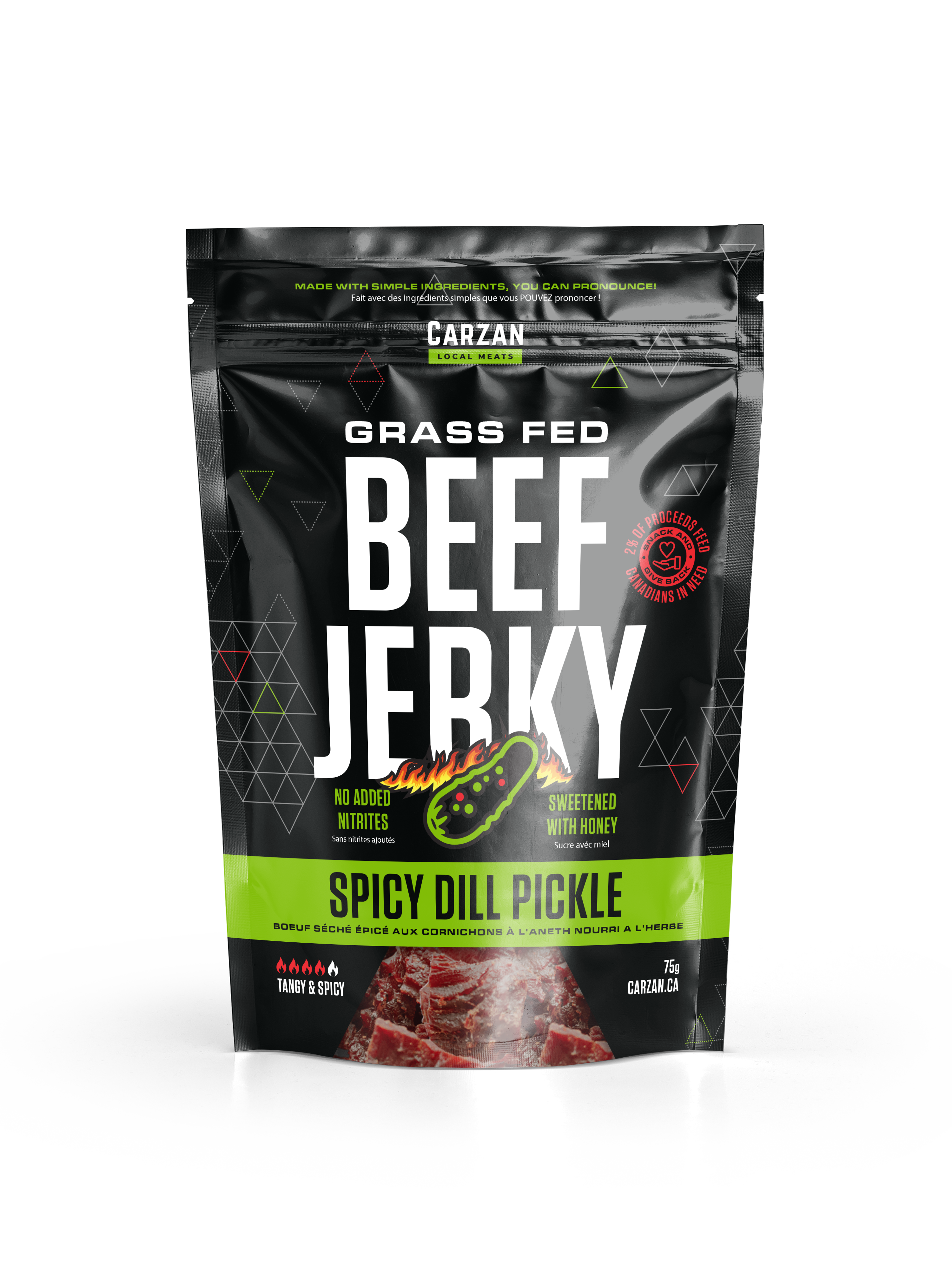 Package of Carzan Spicy Dill Pickle beef jerky
