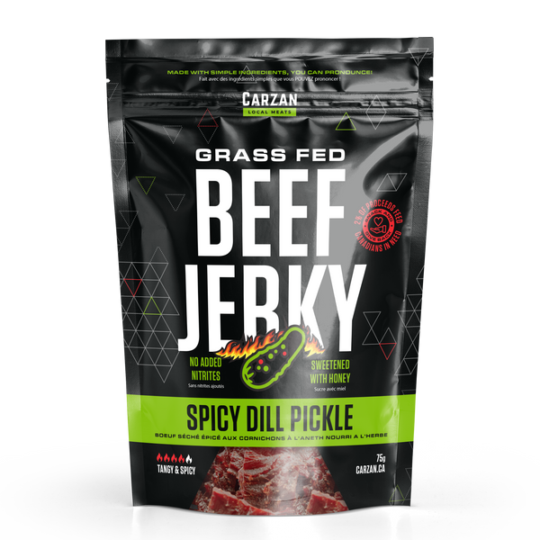 Package of Carzan Spicy Dill Pickle beef jerky
