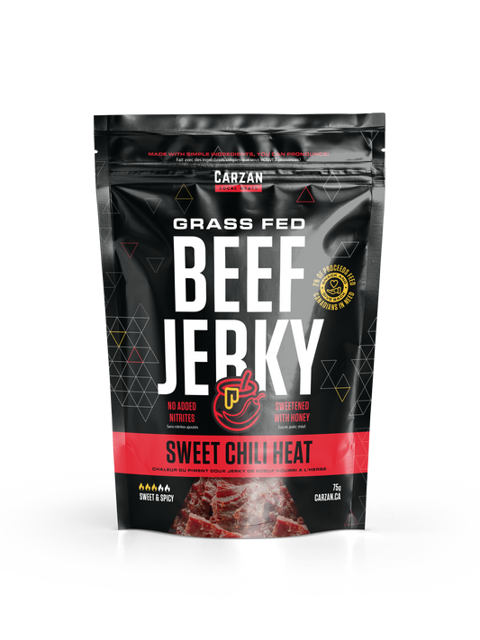Package of Carzan Sweet Chili Heat beef jerky
