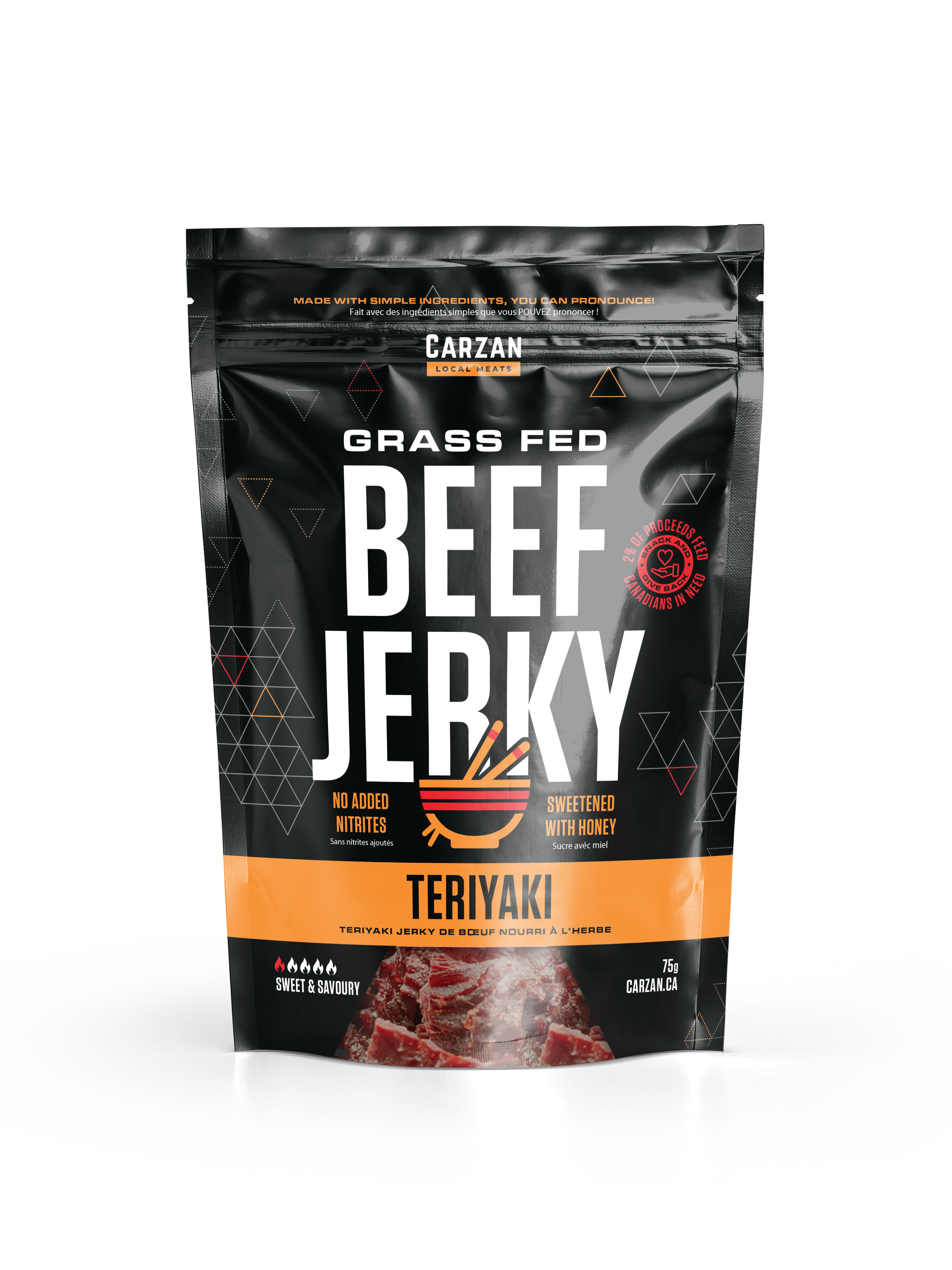 Package of Carzan Teriyaki beef jerky
