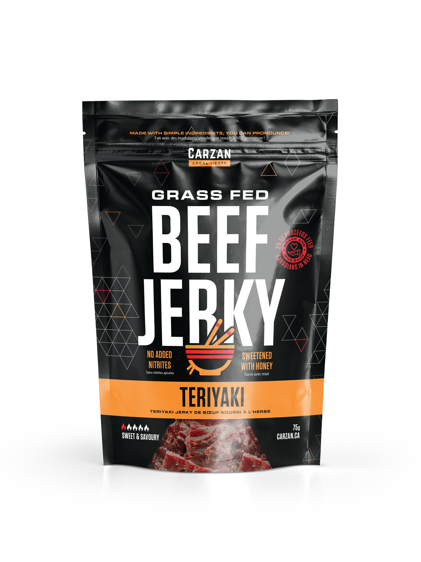Package of Carzan Teriyaki beef jerky
