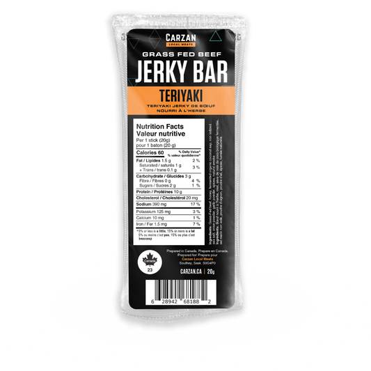 Package of Carzan Teriyaki beef jerky bar