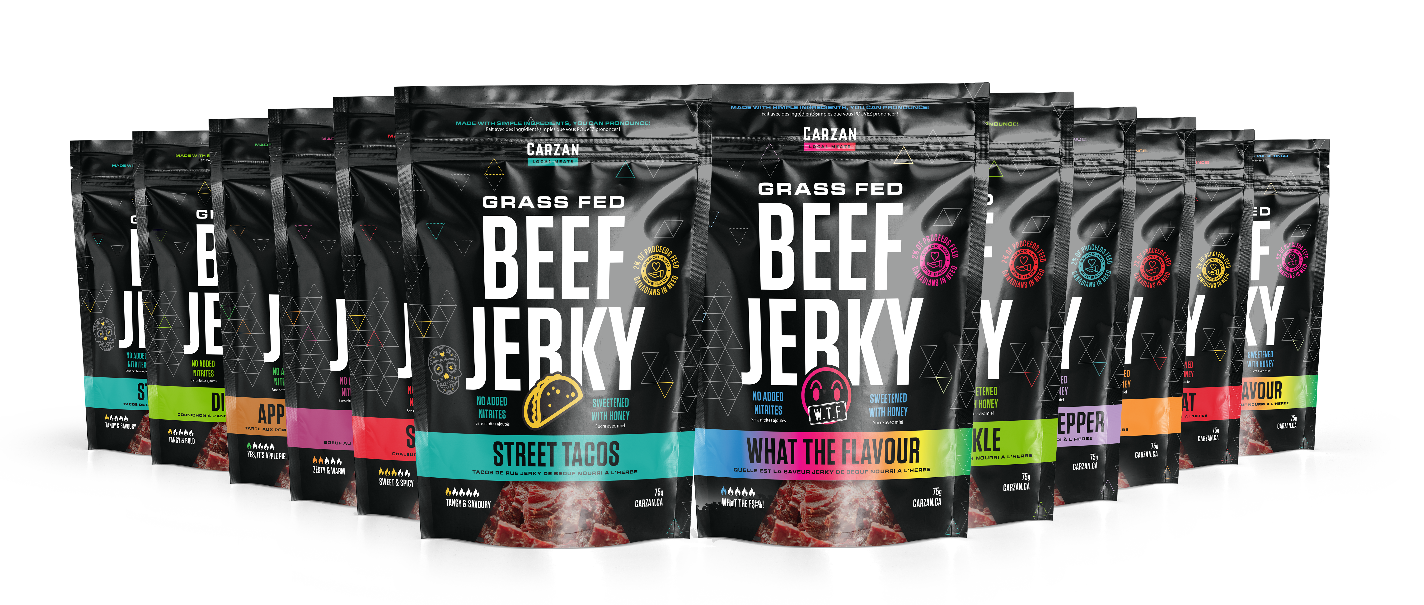 Mockup representation of Carzan Twelve Hour Trip Jerky Combo Pack
