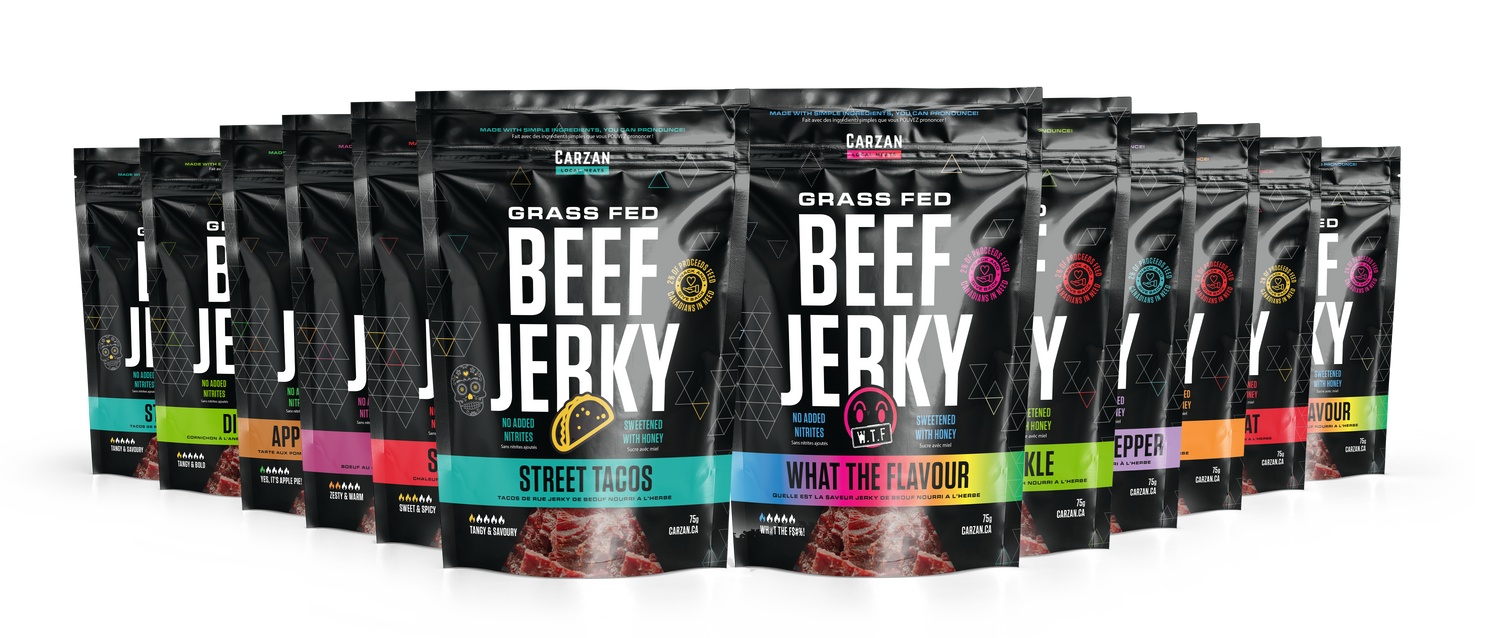 Mockup representation of Carzan Twelve Hour Trip Jerky Combo Pack