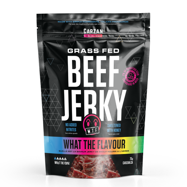 Package of Carzan What the Flavour beef jerky
