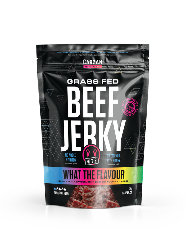 Package of Carzan What the Flavour beef jerky
