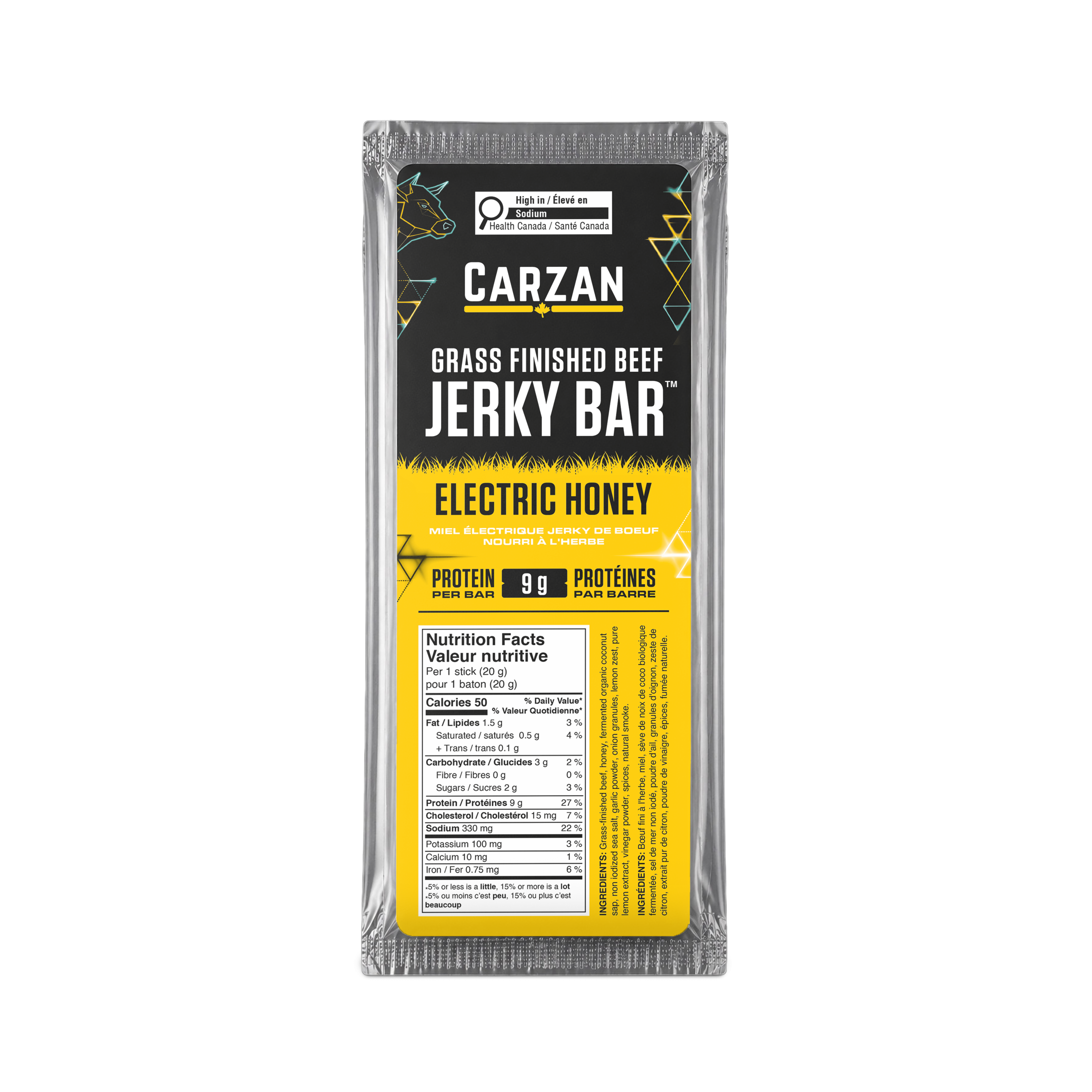 Package of Carzan Electric Honey beef jerky bar