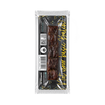 Back of Carzan Electric Honey grass-fed beef jerky bar showing nutrition facts