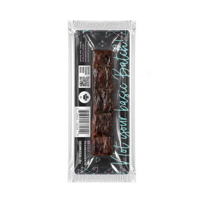 Back of Carzan Sea Salt Black Pepper grass-fed beef jerky bar showing nutrition facts