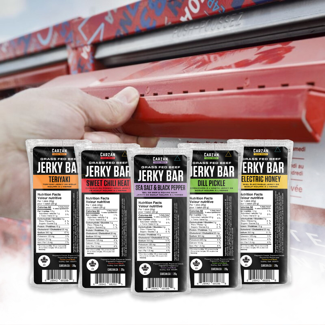 Slot of Doom Jerky Bar Sampler – Grass Finished Canadian Beef Snack Pack