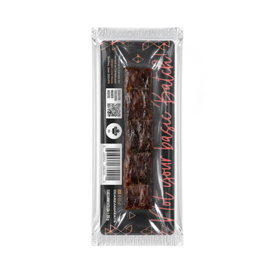 Back of Carzan Smokey Maple grass-fed beef jerky bar showing nutrition facts