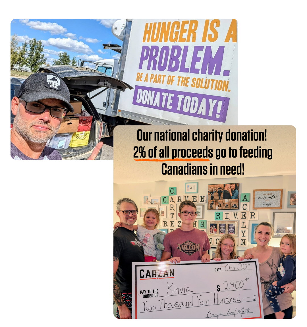 Collage of photos from our Snack and Give Back donations