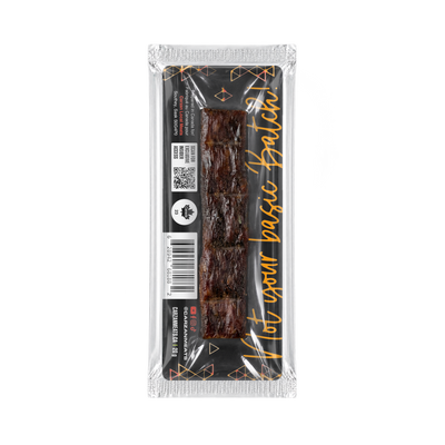 Back of Carzan Teriyaki grass-fed beef jerky bar showing nutrition facts